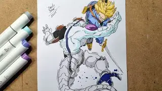 Como Desenhar Trunks vs Freeza | Batalha &Eacute;pica