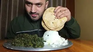 HARI SABJI ROTI RICE MUKBANG | GREEN VEGETABLE INDIAN FOOD EATING SHOW |#hungryankit #mukbang #asmr 