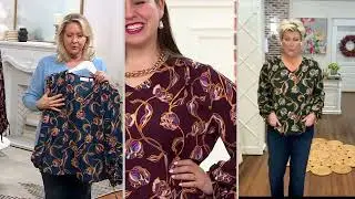 Belle by Kim Gravel Stained Glass Fall Floral Blouse on QVC
