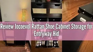 Review Jocoevol Rattan Shoe Cabinet Storage for Entryway Hidden Shoes Storage Cabinet Boho Narrow Sh