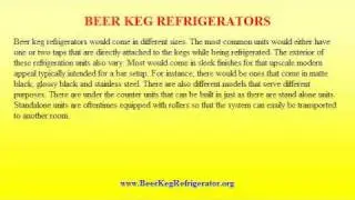 Beer Keg Cooling and Refrigerating