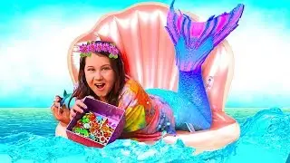 Ruby & Bonnie Pretend Play Dress Up Princess Mermaid Transformation after finding the Treasure Toys