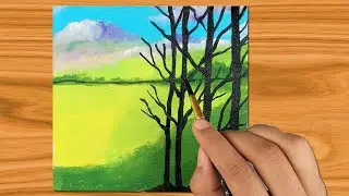 Aesthetic canvas painting | colorful landscape painting | acrylic painting | #easyart.