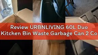 Review URBNLIVING 60L Duo Kitchen Bin Waste Garbage Can 2 Compartments With Bas Connectors (White/Gr