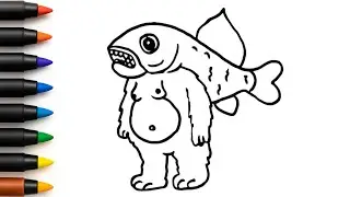 How to draw Fish Tralalelo Tralala Drawing | Fantasy Creature Drawing for Kids | Italian Brainrot