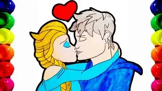 How to draw Elsa and Jack Frost kissing / Как нарисовать целующихся Эльзу и Джека Фроста.