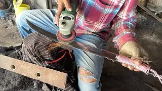 FORGING SWORD - HOW TO FORGE A KNIFE SWORD BY STREET BLACKSMITH IN CAMBODIA