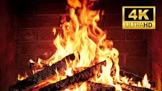 🔥 Cozy Fireplace 4K. Winter Day with Crackling Fire Sounds for Relaxation. 4K Fireplace Burning.
