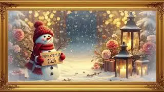 Cozy Winter Snowman 🎄 New Year 2026 Vintage TV Art