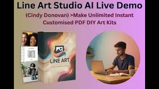 Line Art Studio AI Live Demo (Cindy Donovan) ll, Make PDF DIY Art Kits.
