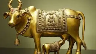 Big Size Brass Kamdhenu Cow with Calf Statue