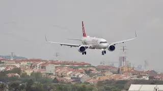 Turkish Airlines A321neo Landing with Bad Weather at Lisbon Airport