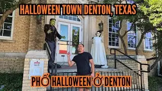 Walking Around Halloween Town Denton, Texas | Dạo Quanh Phố Halloween Ở Denton