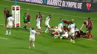 TOP 14 - Essai de Arthur ITURRIA (AB) - Aviron Bayonnais - Stade Toulousain