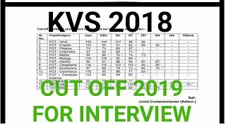 Kvs cut off || kvs result 2018 and interview for cut off check now cut off