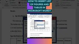 How to insert list of table, figures in Microsoft Word? #msword #wordtricks #research #manuscript