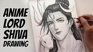 Anime Drawing Lord Shiva Step By Step with Pencil Shading