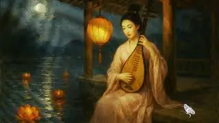 Moonlit Serenity | Traditional Chinese Girl Playing Lute by Lotus Lake 🎶