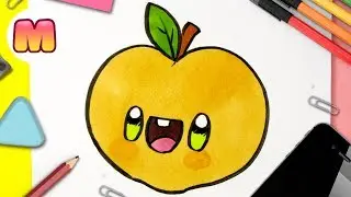 COMO DIBUJAR UN MELOCOTON KAWAII - dibujos kawaii faciles - Aprender a dibujar comida kawaii