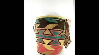M61 💛💛💙❤️ - Colombian Handmade Wayuu Bag Design brown, pink and green