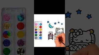 Hello Kitty Sleeping Drawing And Coloring   Coloring Book #shorts