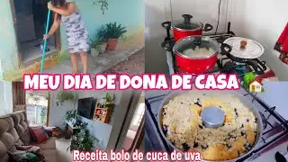 MEU DIA INTEIRO COMO DONA DE CASA/LAVEI ROUPAS/almo&ccedil;o simples/FIZ CUCA DE UVA/FAXINEI A SALA 