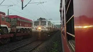 #125kmph SF Express train Crossing Freight and Express train #konkanrailway