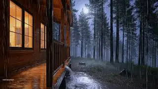 Forest Cabin Rain Runoff 🌧️ Side Terrace View | Deep Sleep ASMR