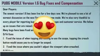 PUBG MOBILE Version 1.6 Bug Fixes and Compensation