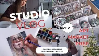 Art Market Prep 2023 | Organizing Studio | Christmas decorations | Studio Vlog