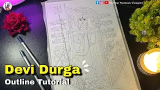 How to Draw Goddess Maa Durga | Simple & Easy Outline Tutorial for Beginners | 𝐏𝐔𝐑𝐁𝐀 𝐀𝐑𝐓༊