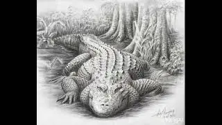 ai alligator moving towards camera video from art work