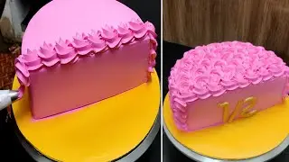 Half Cake Design | 6 Month Baby Birthday Cake | Pink Cake Design