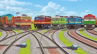 SIX TRAINS CROSSING ON BUMPY FROKED RAILROAD TRACKS | Train Simulator 2022 | #train #gaming #trains