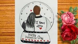Valentine's Day Drawing / How to Draw Romantic couple Holding Hands Pencil Sketch/ Love Drawing Easy