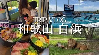 【和歌山VLOG】1泊2日の子連れ白浜旅行🪼定番スポット巡り🐼｜アドベンチャーワールド,和歌山マリーナシティ,黒潮市場,グランピング, in the outdoor白浜志原海岸,フィンランド式サウナ