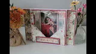 Demo of a Valentine aperture card using Stamperia Desire patterned papers