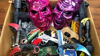 Box full of Hazardous Weapons! Bead Launch Guns - Real Karambit Knives - Gun Types and Equipments