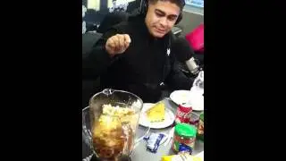 Louie drinks Super Bowl smoothie