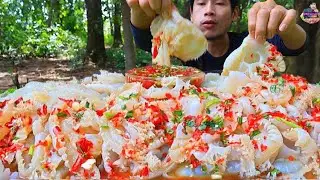 แมงกะพรุนโตใหญ่ราดซีฟู๊ดเผ็ดๆแกล้มผักสดแซ่บคักอีหลีครับพี่น้องMUKBANG EATING SHOW#โก้อีสานพาแดก 