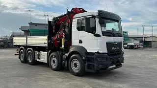 MAN TGS 35.520  quattro assi con cassone ribaltabile e gru FASSI