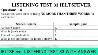 Ielts fever listening test 33 | Student's name
