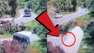 CCTV footage shows a Colombo-bound private bus from Badulla going off the road and meeting