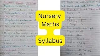 Nursery Maths Syllabus 2023-2024