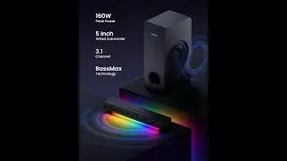 MEREDO Sound Bar for Smart TV 3.1CH PC Gaming Soundbar with Subwoofer RGB Lighting Audio