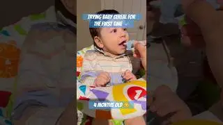 My 4 month old starts Baby Cereal 🥣 - first food! #baby #mom #sahm #vlog #food #firstreaction