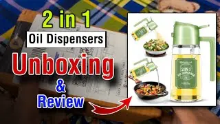 Olive Oil Dispenser Bottle | 2 in 1 Oil Dispenser for Kitchen, 500ml Glass | Oil Dispenser Bottle