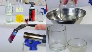Clever trick to cut through glass with water, oil and heated blade