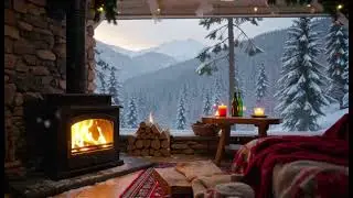 Cozy Cabin in a Snowstorm ❄️ Fireplace & Blizzard Sounds #shorts #shortvideo #short