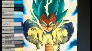 Drawing Vegeta Super Saiyan Blue Final Flash from Dragon Ball Super
